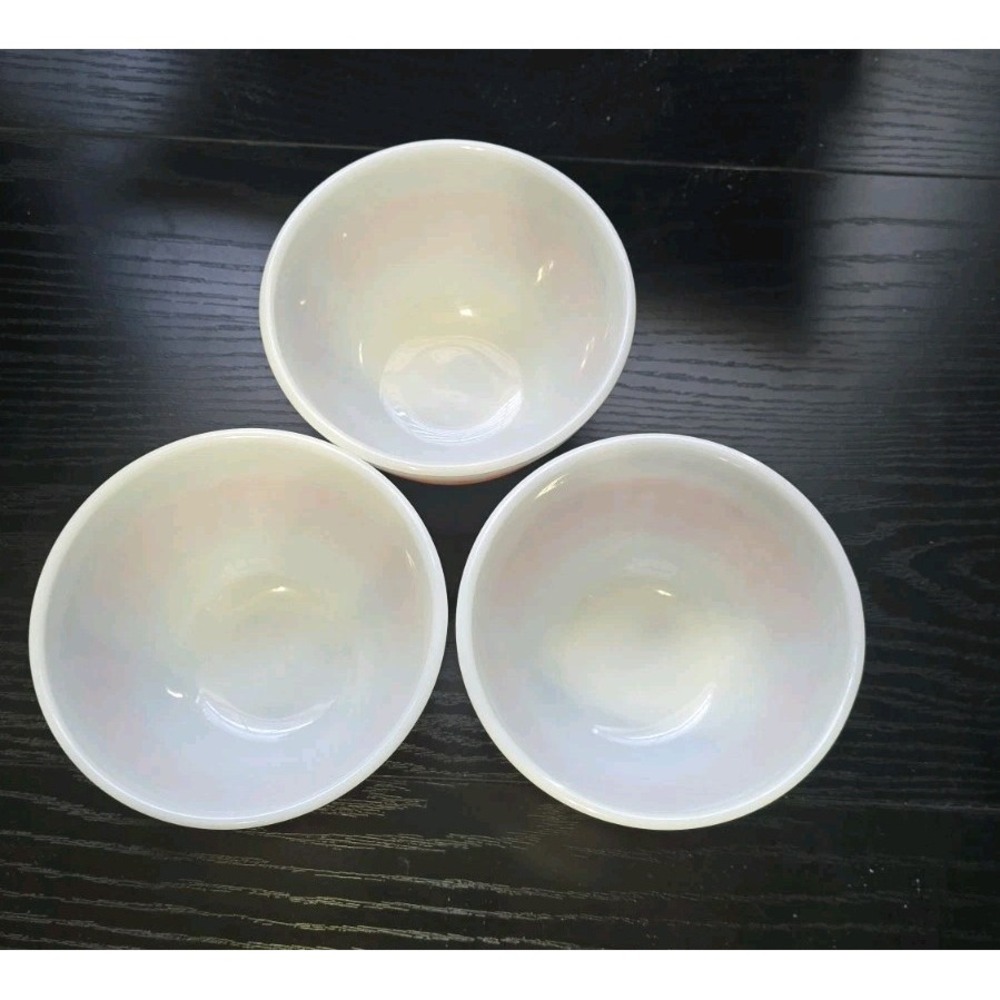 Pyrex Orange Polka Dot Bowls Set Of Three #401 Vintage Milk Glass 1.5 Quart - Picture 2 of 11